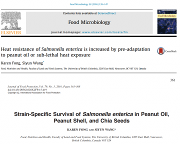 (April 2016) Check out Karen’s Recently Published Work on Salmonella & Low-water Activity Foods